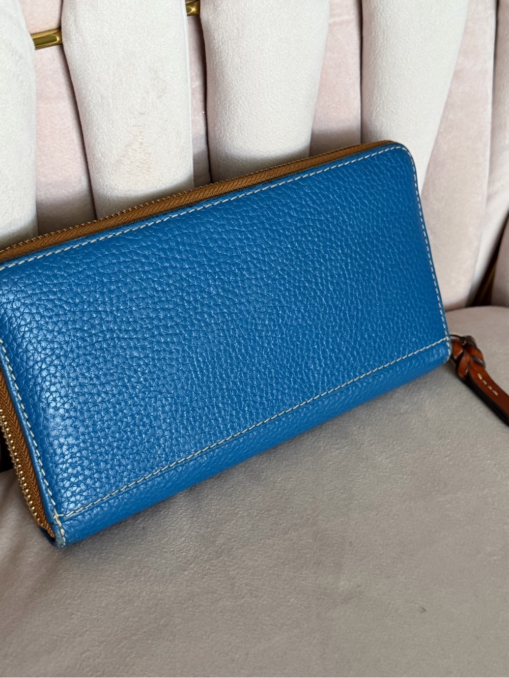Dooney & Bourke Pebble Leather Zip Wallet in Blue - Picture 8 of 16